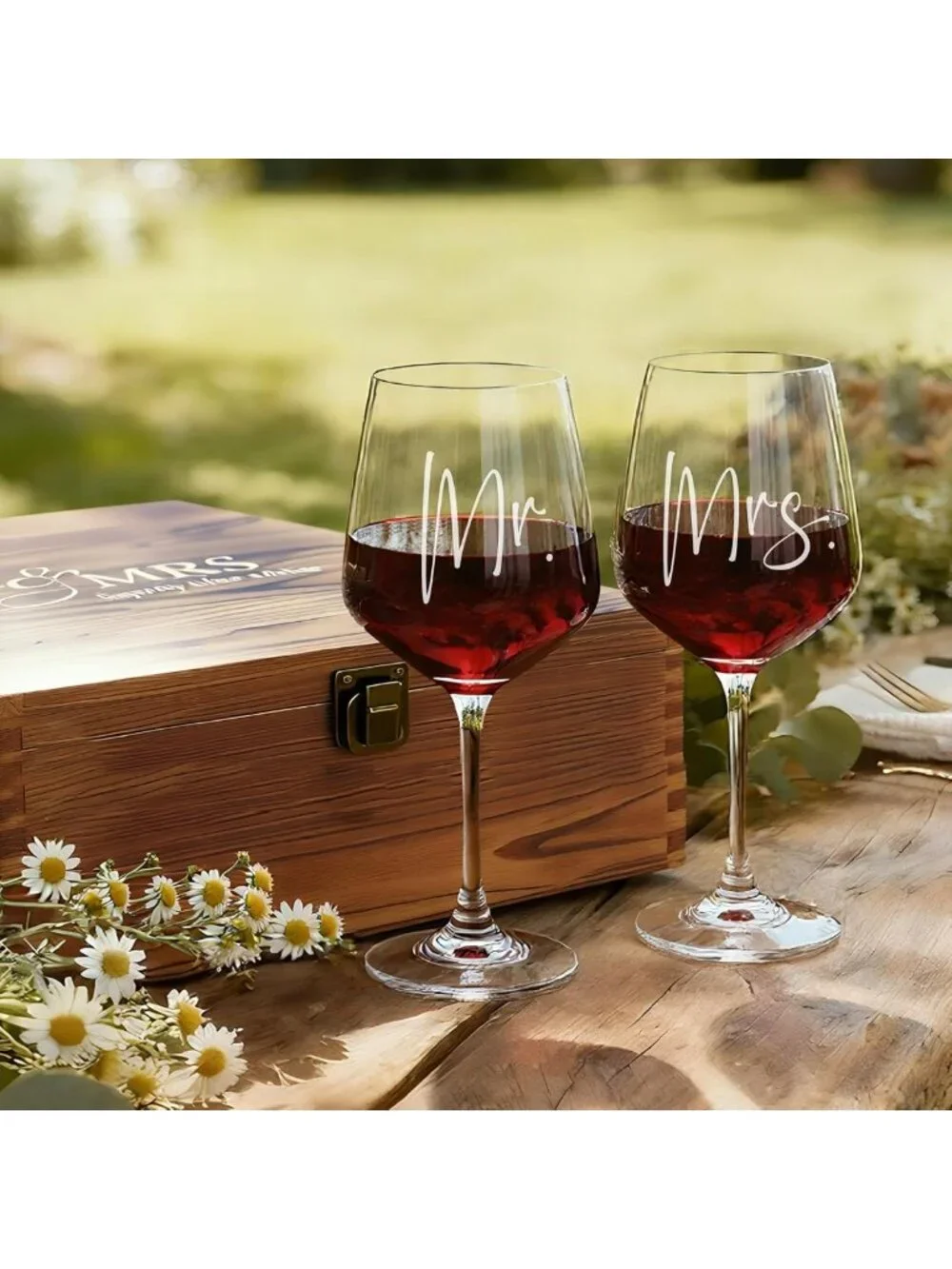 Mr & Mrs Wine Glasses Set - Perfect Bridal Shower & Wedding Gifts for Couples